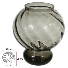 Vaso de Vidro 20cm Cinza Flor Arte