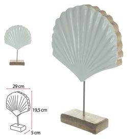 Escultura de Madeira 29cm Branco Flor Arte