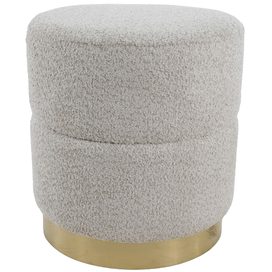 Puff Boucle 44cm Off White e Dourado Flor Arte