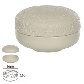 Caixa Porcelana 6,5cm Bege Flor Arte