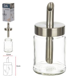 Açucareiro Vidro Tampa Aço Inox Escovado 100ml Flor Arte