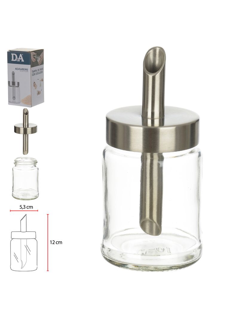 77717001-ACUCAREIRO-VIDRO-TAMPA-ACO-INOX-ESCOVADO-100ML-77717001-Amoedo