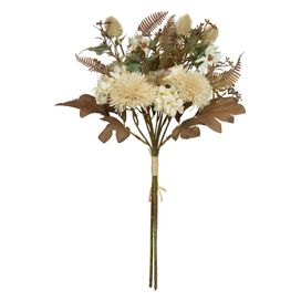 Buque com Fita Mix Outono Ramalhete 44cm Creme Flor Arte