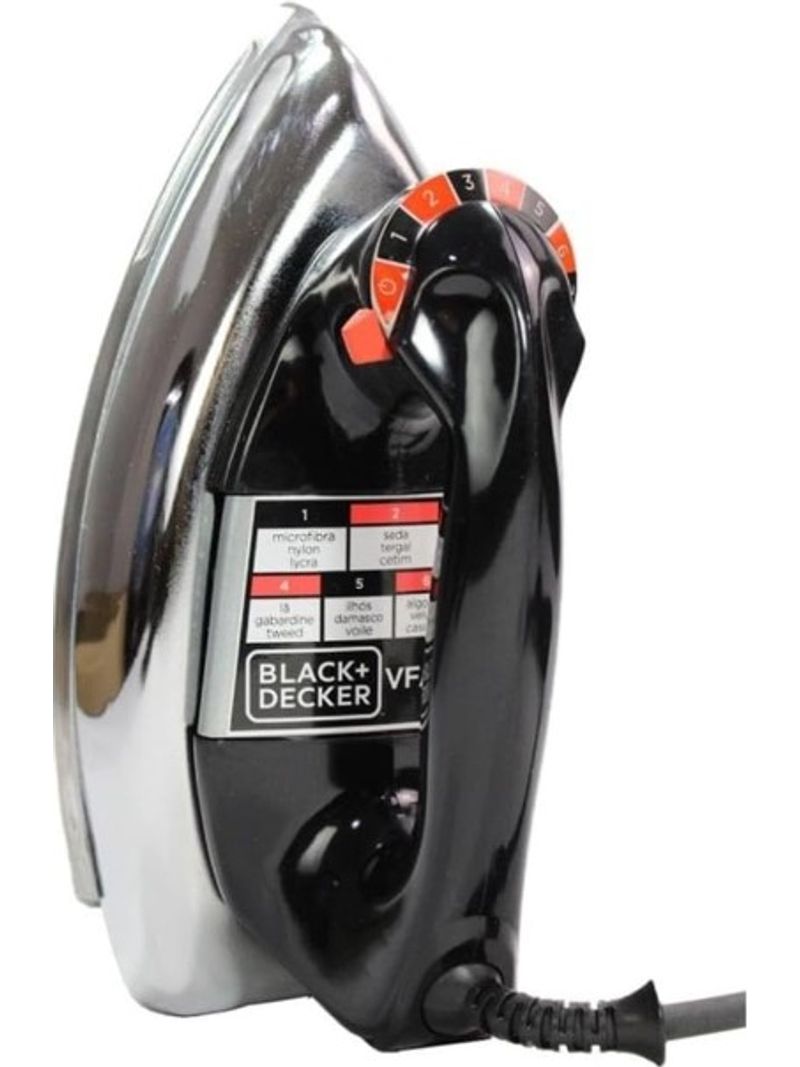 1312052-FERRO-A-SECO-CROMADO-COM-BASE-DE-ALUMINIO-PRETO-127V-Amoedo