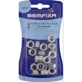 Porca Sextava 5/16 com 20 Peças