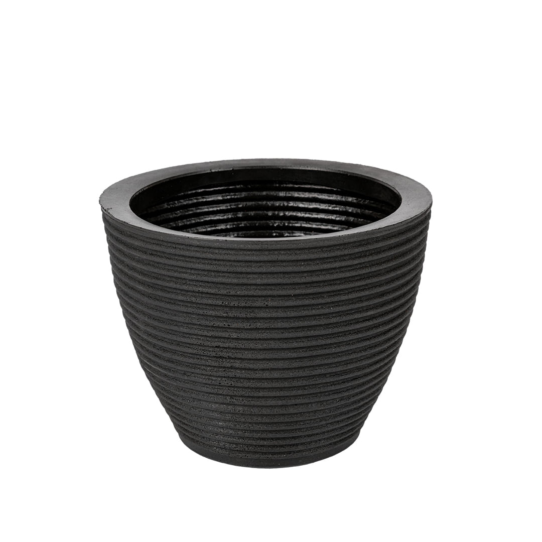 Encontraproduto.com.br - Vaso Cone Baixo Riscatto 22 Preto Absoluto Vasap