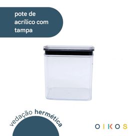 Pote Empilhável 1,1L Transparente Oikos