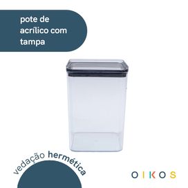 Pote Empilhável 1,65L Transparente Oikos