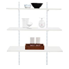 Kit Prateleiras 80x30cm Trilho Simples 100cm Branca Bemfixa
