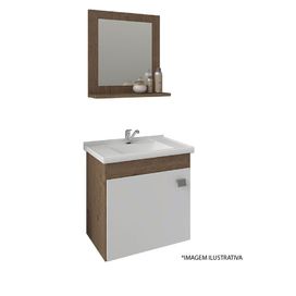 Kit Iris 44,8x31,5x46 com Cuba e Espelho Amêndoa/Branco MGM