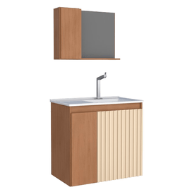 Kit Camomila 60cm com Cuba e Espelho Areia Jequetiba Cozimax