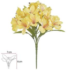 Buque Astromelia Cetim X15 34cm Amarela Flor Arte