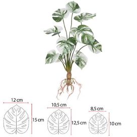 Árvore Costela de Adão com Raiz X12 48cm Verde Branco Flor Arte