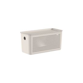 Cesto Flow com Tampa 27x12x13cm Bege Fechado Martiplast