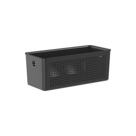 Cesto Flow com Tampa 34x15x13cm Preto Fechado Martiplast