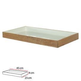 Bandeja de Mesa em Madeira Branco 45cm Flor Arte