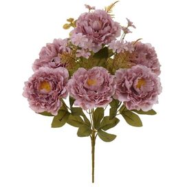 Buque Peônia X9 49cm Rosa Antigo Flor Arte