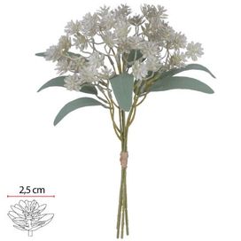 Buque Flor Mini Ramalhete com Fita x48 32cm Off White Outono Flor Arte
