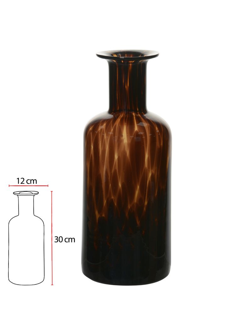 2340503-VASO-DECORATIVO-VIDRO-MARROM-30CM-FLOR-ARTE-AMOEDO