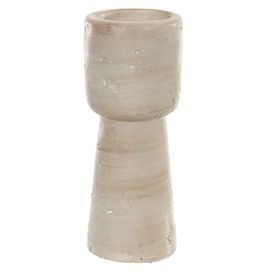 Castiçal Decorativo 6x6x15cm Bege Flor Arte