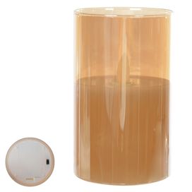 Vela Led de Vidro á Bateria 12,5x7,5cm Branco Quente Flor Arte