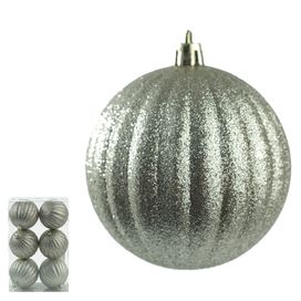 Bola Decorada Natal 6 Unidades Pvc Champagne Florarte