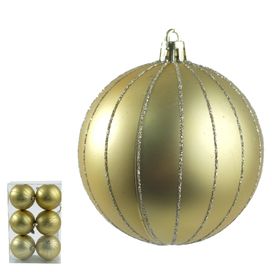 Bola Decorada Natal com 6 Unidades Pvc Dourado Champagne Florarte