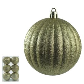 Bola Decorada Natal com 6 Unidades Pvc Dourado Florarte