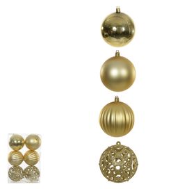Bola Decorada Natal no Pvc 6 unidade Dourado Florarte