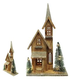 Casa Decorativa com Led 42x15cm Bege Florarte