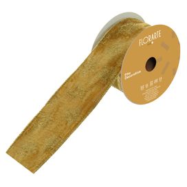 Fita Aramada Veludo com Costura com Glitter Dourado Florarte