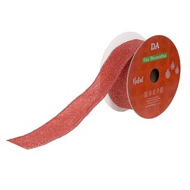 Fita Glitter Aramada com Costura Vermelho Florarte