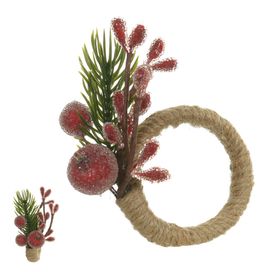 Porta Guardanapo Natal Berry 9cm Verde Vermelho Florarte