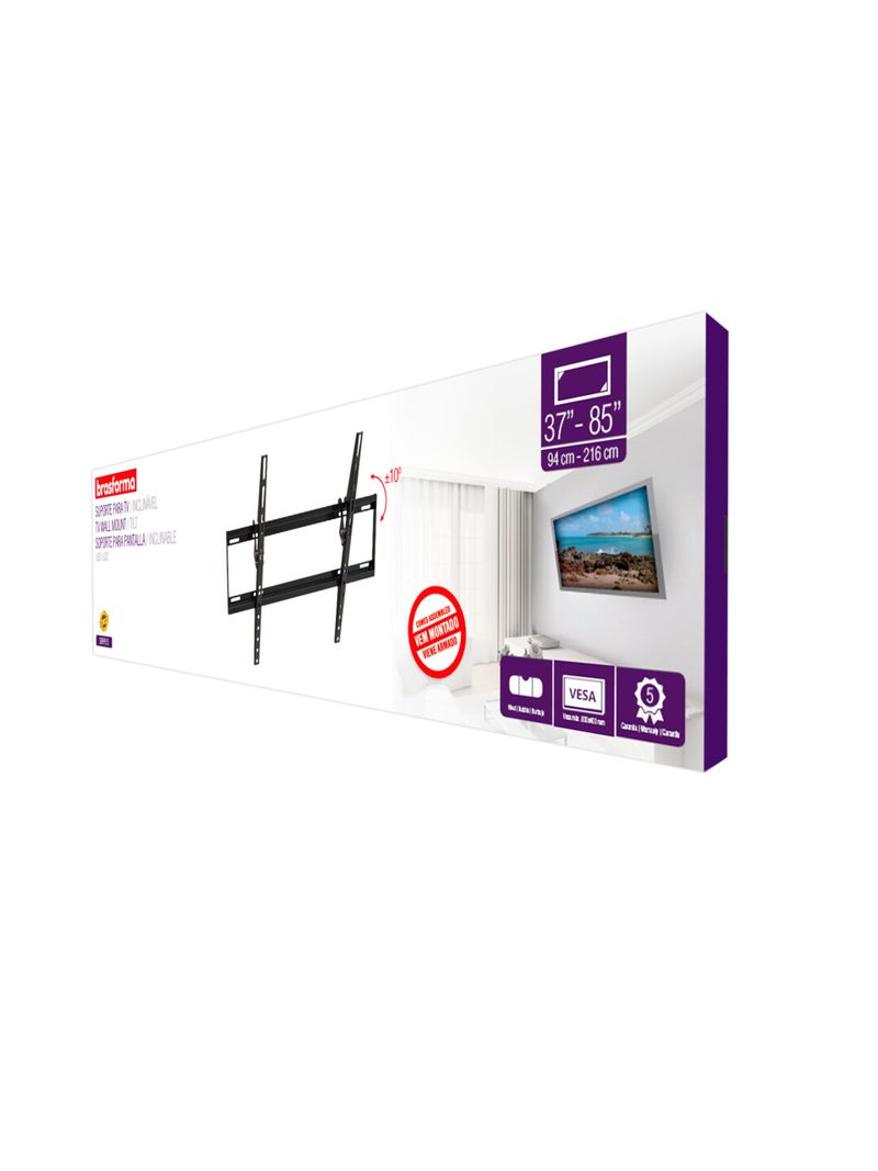 2351596-Suporte-Ultra-Slim-Inclinavel-Smart-TV-37---a-85---Preto-Brasforma---Brasforma--2-