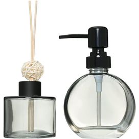 Jogo de Dispenser Recipiente Aroma Preto Mimo