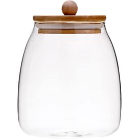 Pote de Vidro com Tampa de Bambu Eco 13,2cm Mimo