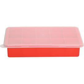 Forma de Gelo com Tampa 15 Cubos Vermelho Mimo