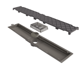 Ralo Linear Pvc Seco 50cm Central Oculto Cinza
