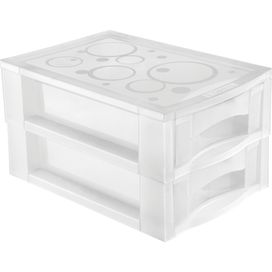 Gaveteiro de Plástico Mesa 2 Gavetas Cristal Ordene