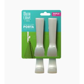 Gancho Plástico para Porta Duplo Branco Ordene