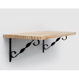 Prateleira 60x20cm Pinus com Suporte Decorado Preto Bemfixa