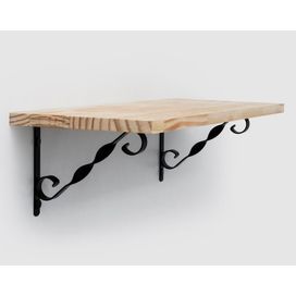Prateleira 100x20 Pinus com Suporte Decorado Preto Bemfixa