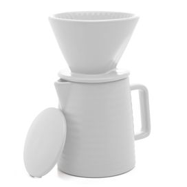 Bule com Suporte para Filtro e Tampa de Cerâmica Branco Rojemac