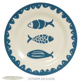Prato Sobremesa Melamina 23D Pacific Azul Flor Arte