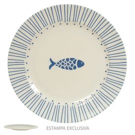Prato Raso Melamina 27D Pacific Azul Flor Arte