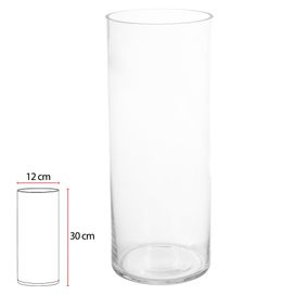 Vaso Vidro Cilíndrico 30cm Flor Arte