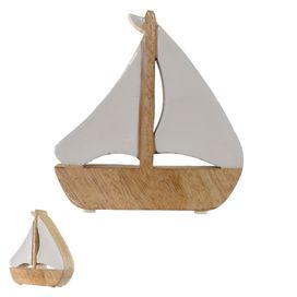 Escultura Barco Madeira 15x14x3,5cm Flor Arte