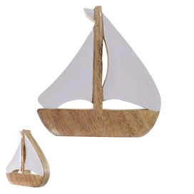 Escultura Barco Madeira 21x20x3,5cm Flor Arte