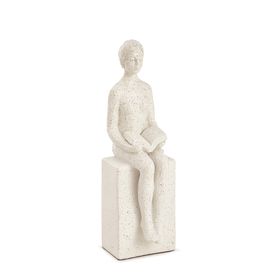 Escultura de Mulher em Poliresina 20x6cm Off white Mart Presentes