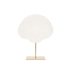 Escultura Concha Poliresina Branco e Dourado Mart Presentes